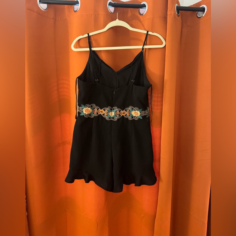 Elegant Black Embroidered Jumpsuit